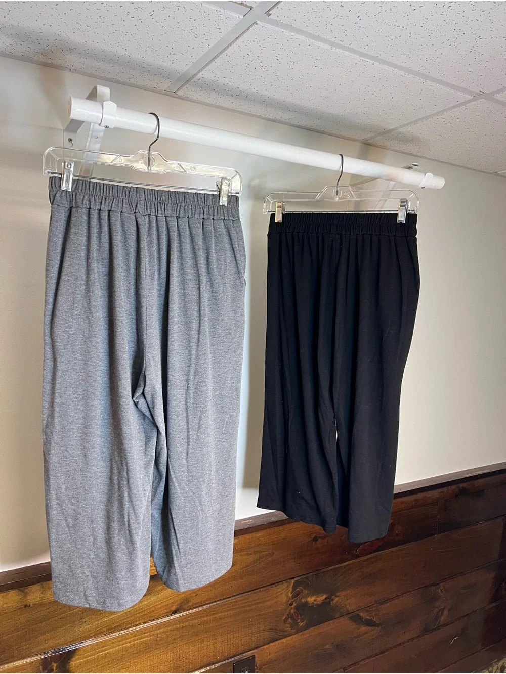 Amazon Set of 2 - Pull-On Knit Wide Leg Bottoms in Gray and Black- M